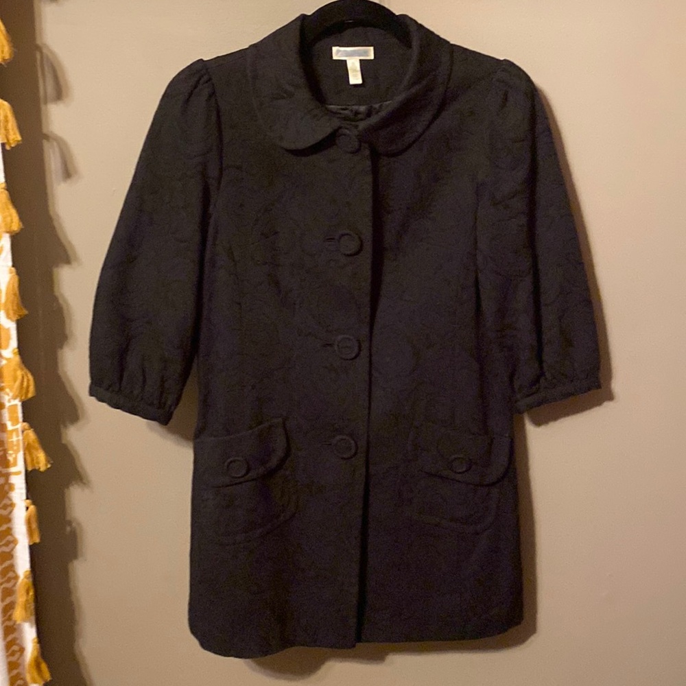 Susina 3/4 sleeve lined coat/jacket/black,cotton. XS